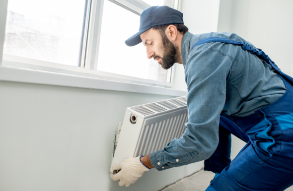 Installing a radiator free of obstruction